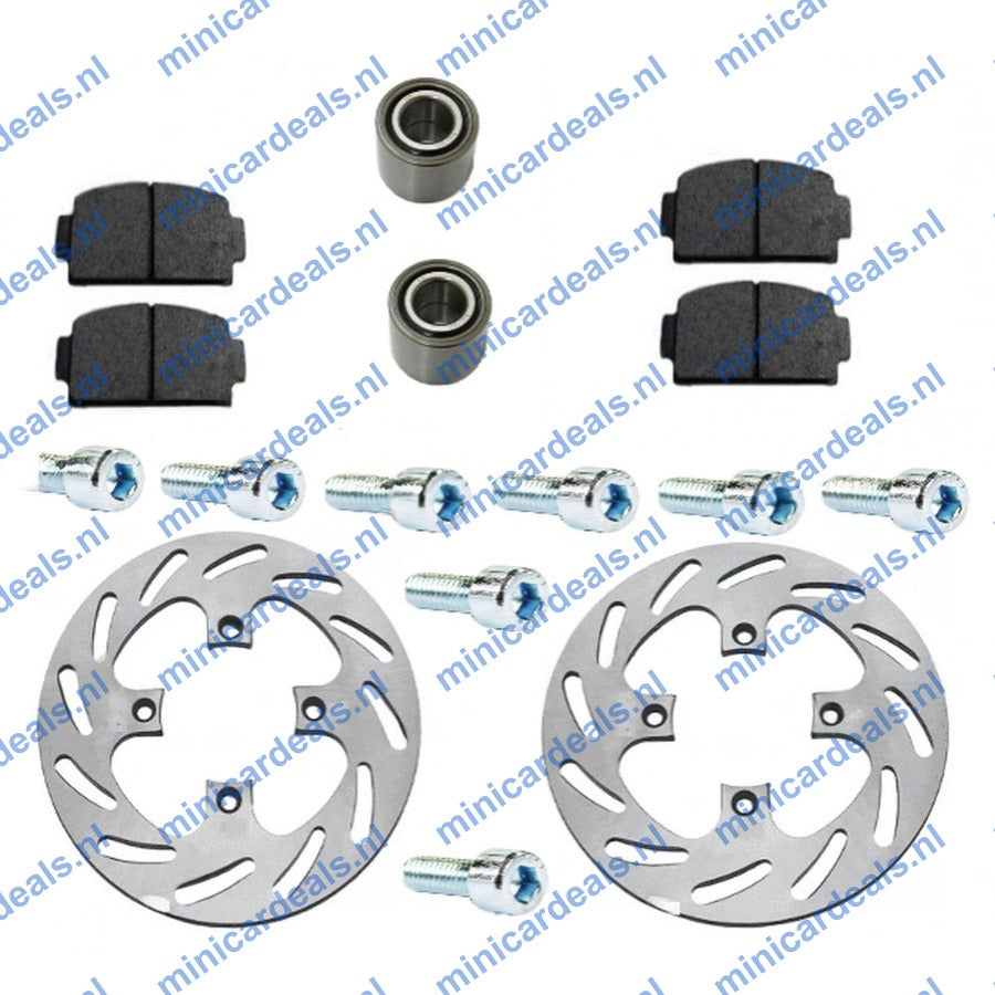 Bremssatz hinten, Ligier(JS50/JS60/IXO) Microcar(M8/MGO 1/2/3/4),Bremsbeläge+Radlager+Bremsscheibe+Schrauben
