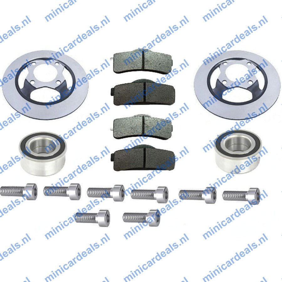 Bremssatz Vorne, Ligier(JS50/JS60/IXO) Microcar(M8/MGO 1/2/3/4),Bremsbeläge+Radlager+Bremsscheibe+Schrauben